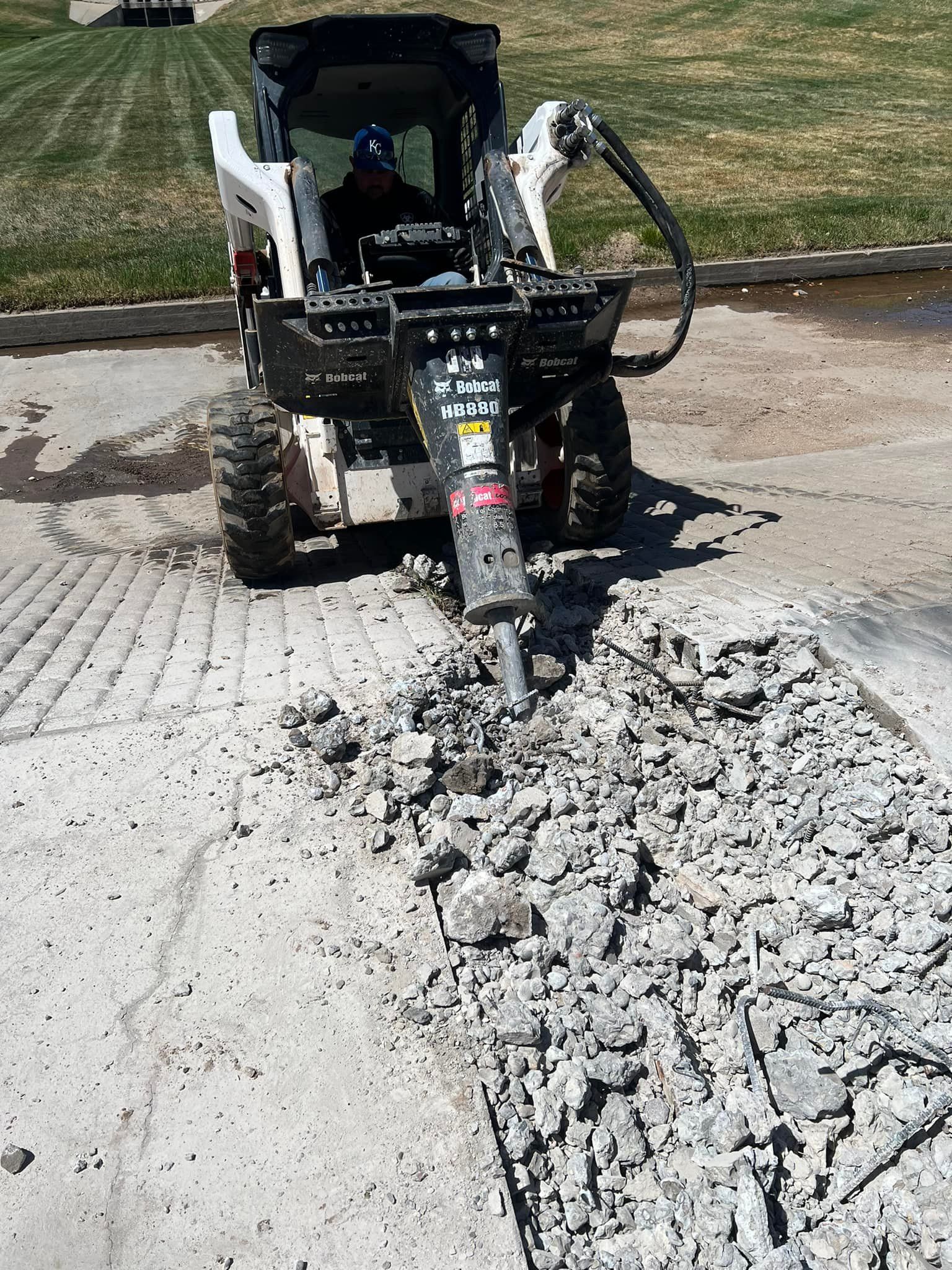 A bulldozer is digging a hole in the ground.