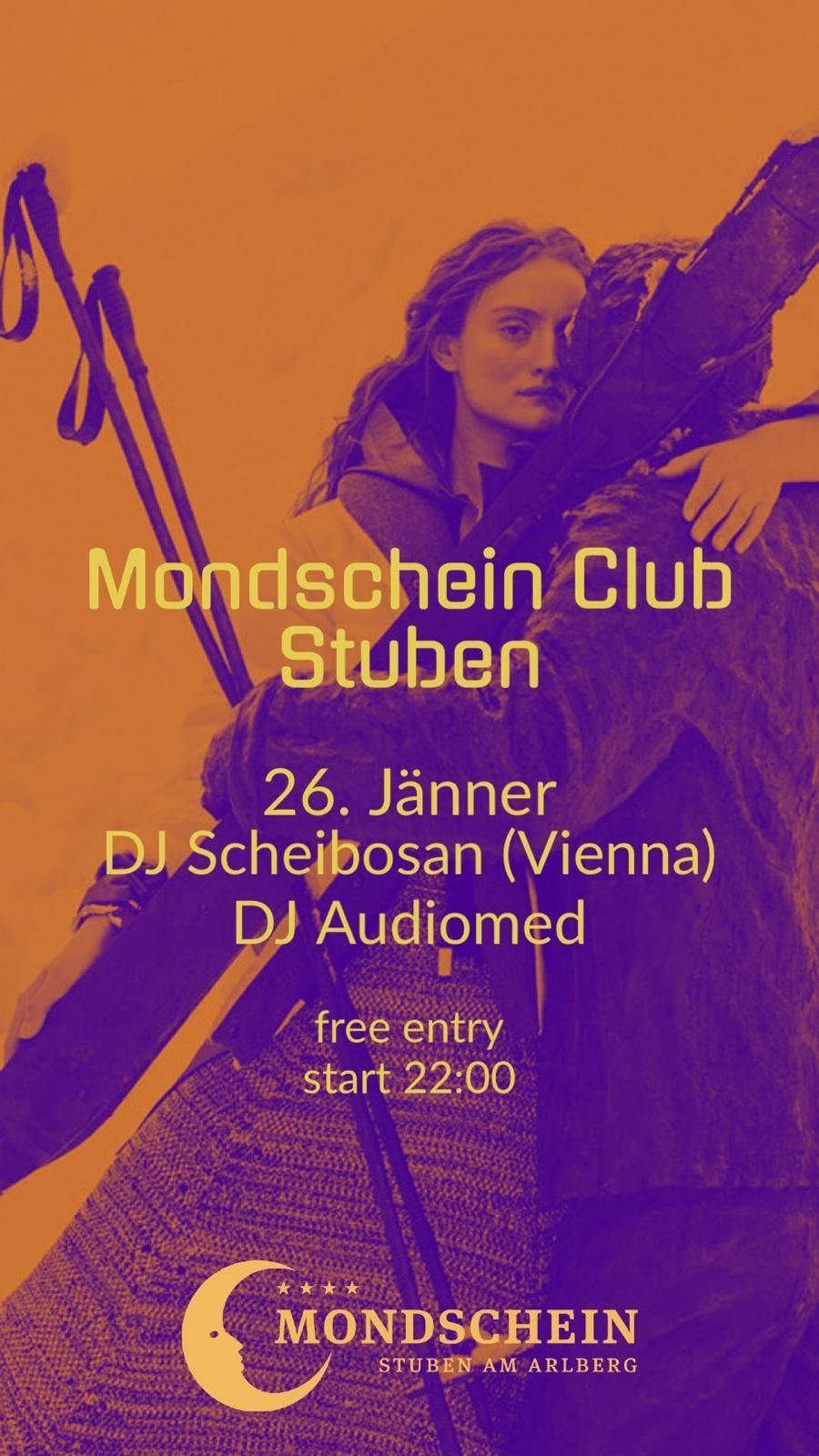 Am 26. Januar 2024 im Mondscheinclub Stuben:
DJ Scheibosan, Wien
DJ Auiomed