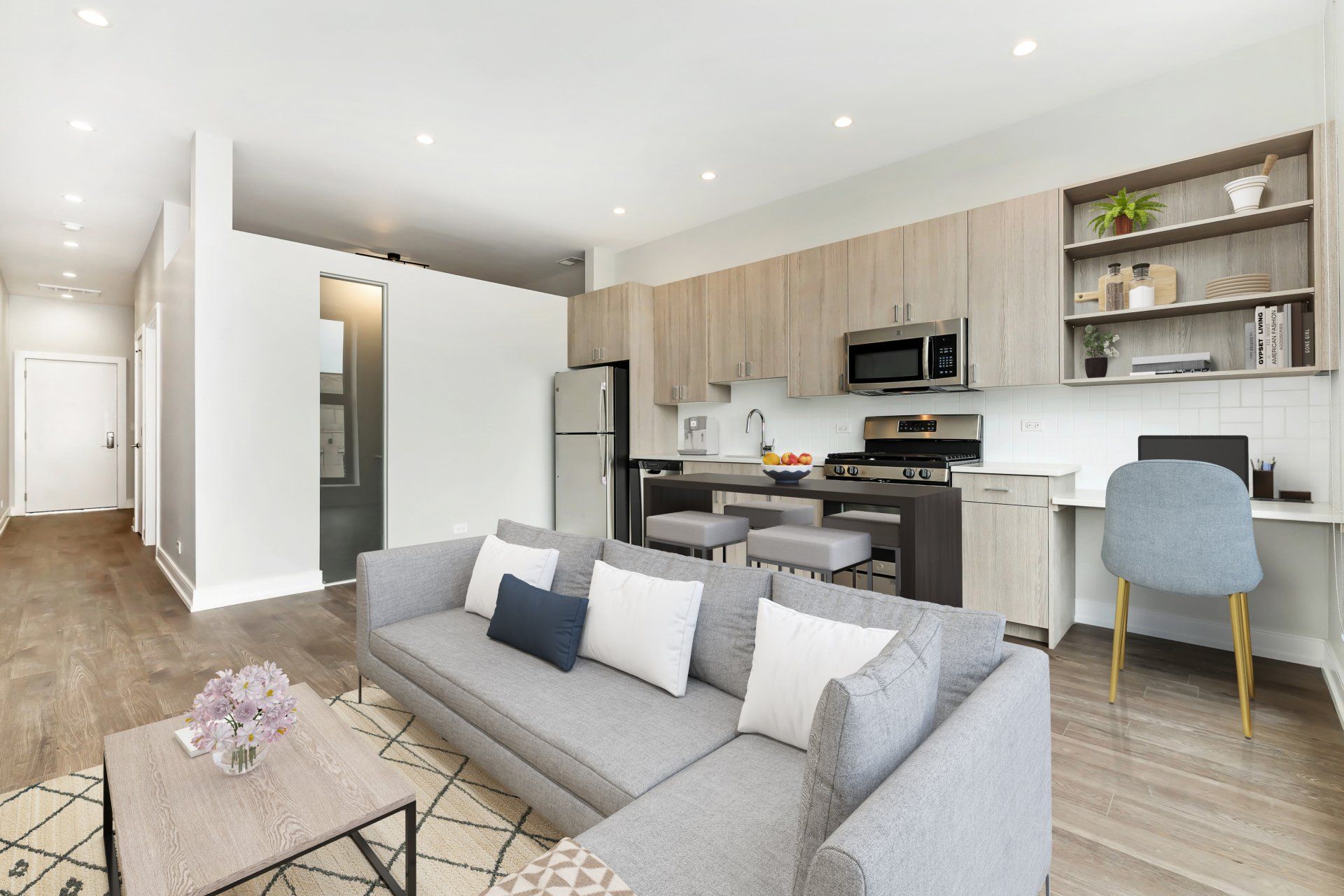 Living room and kitchen