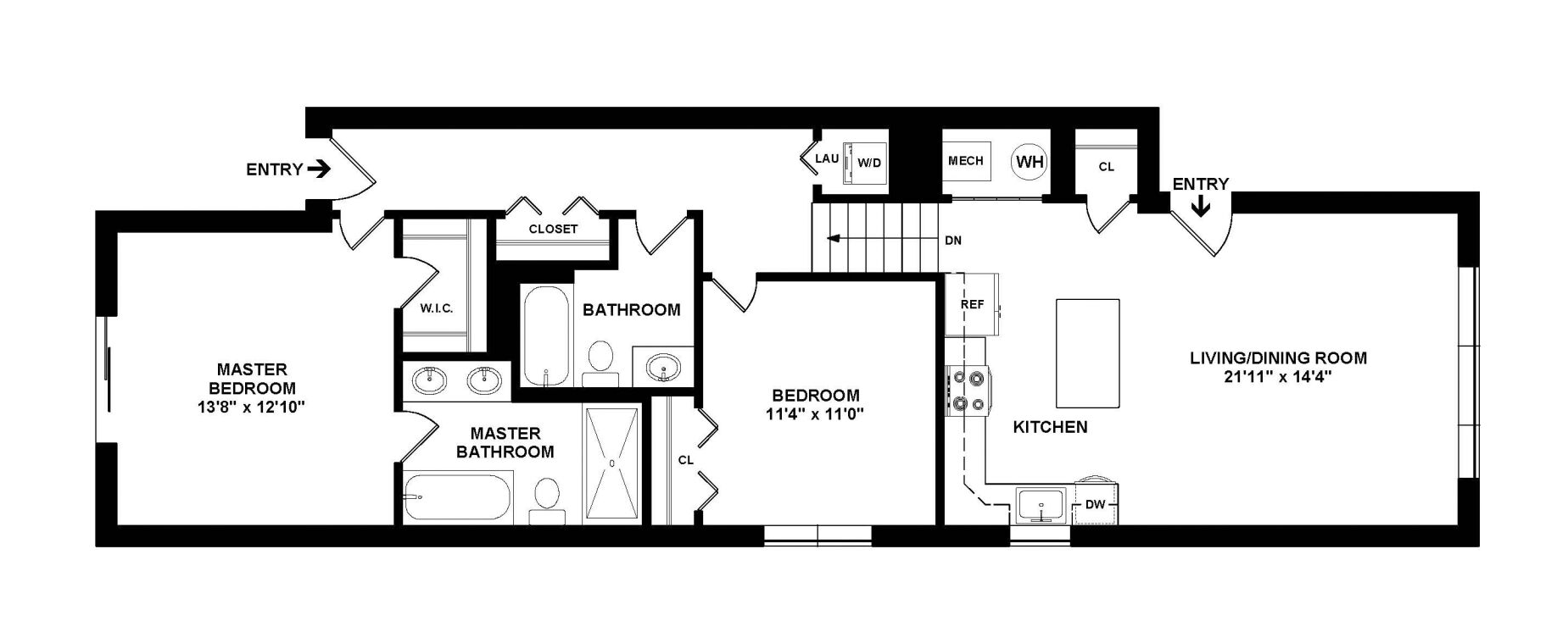Floor Plan - 2 bedrooms 2 bathrooms