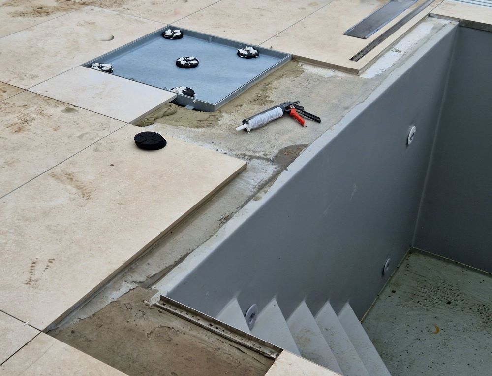 Waterproofing Film Applied To The Pool Stairs — Bananacoast Waterproofing in Korora, NSW