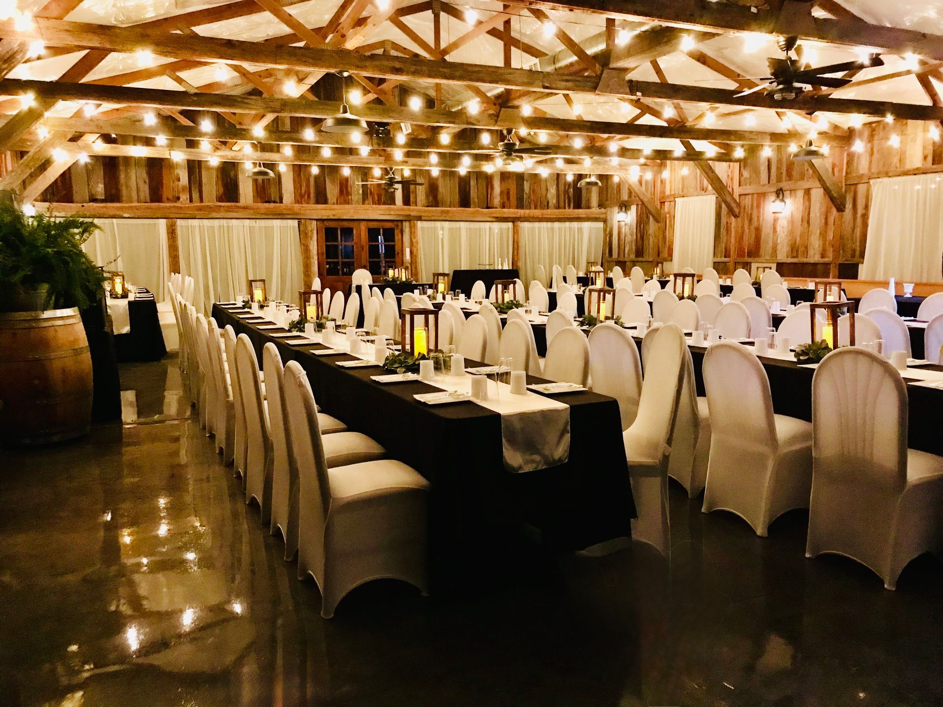 indoor wedding reception dining tables