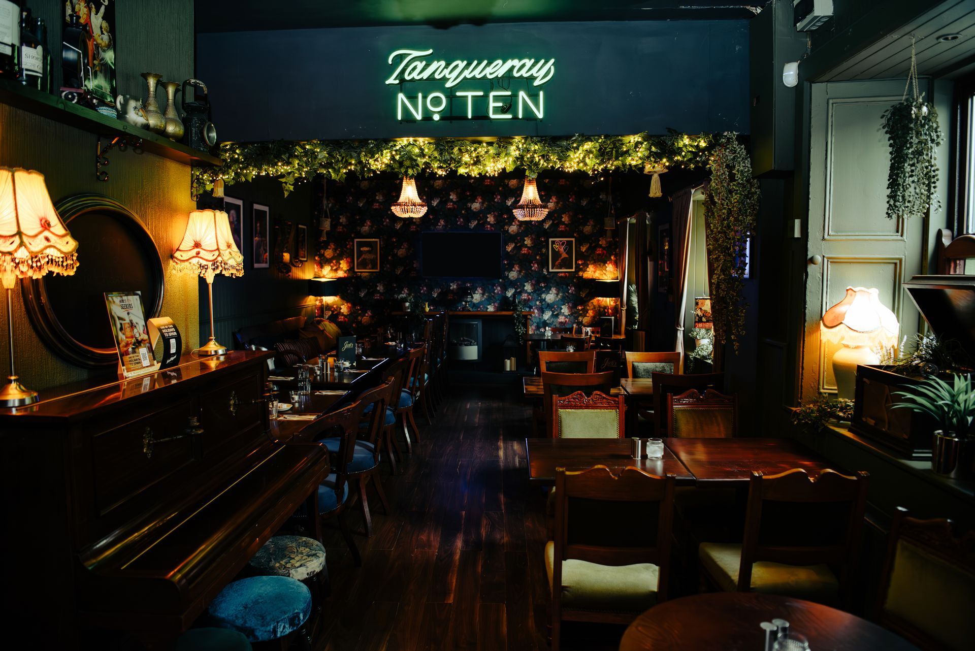 Dimly lit bar interior with a 