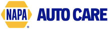 NAPA Auto Care logo with blue text on a yellow hexagon and blue text beside it. | Mohr's Automotive