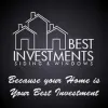 Logo for Best Investments Siding & Windows featuring house outlines with text 