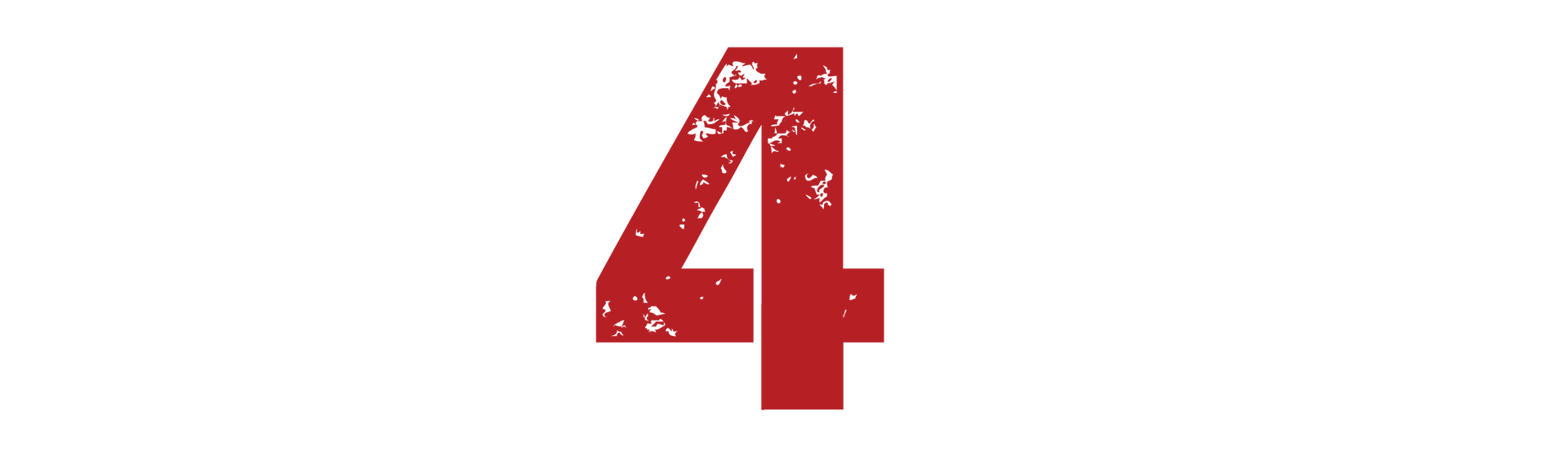 Red number 4 with a distressed texture on a white background.
