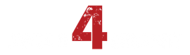 Red number 4 with a distressed texture on a white background.