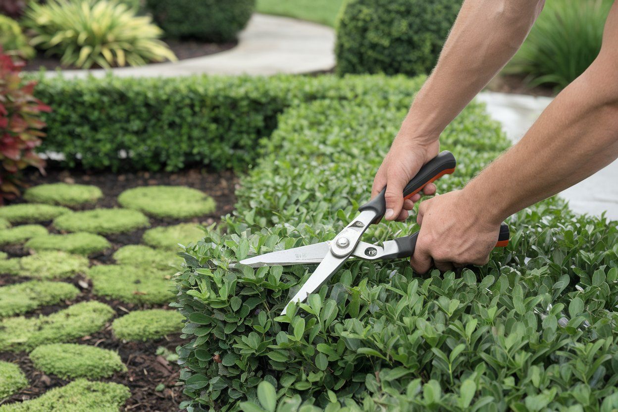a garden with a brick wall and lots of flowers