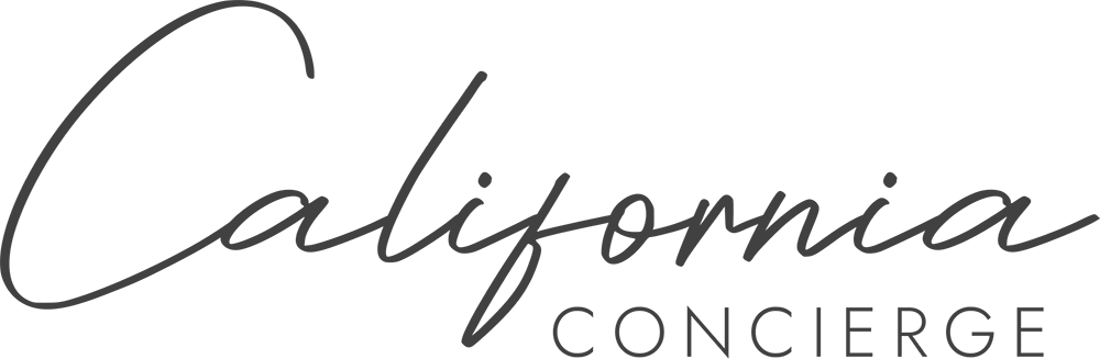 A black and white logo for california concierge.