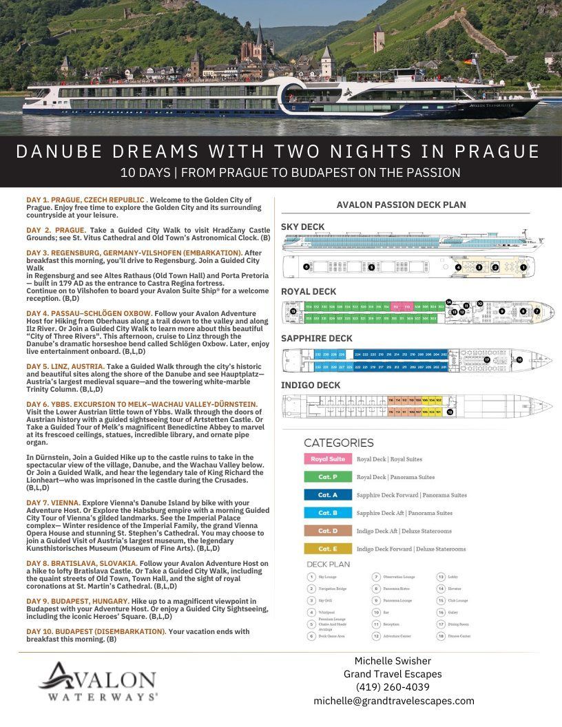 A poster for a cruise ship called danube dreams with two nights in prague.