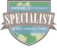 A logo for a certified leisure travel specialist.