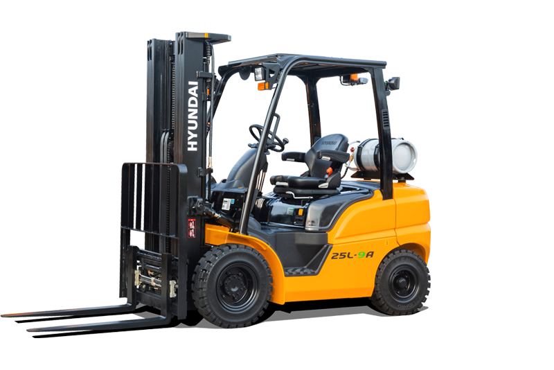 Photo of a diesel forklift being filled up with a gas can. Showing the difference between diesel forklifts vs electric and lp.