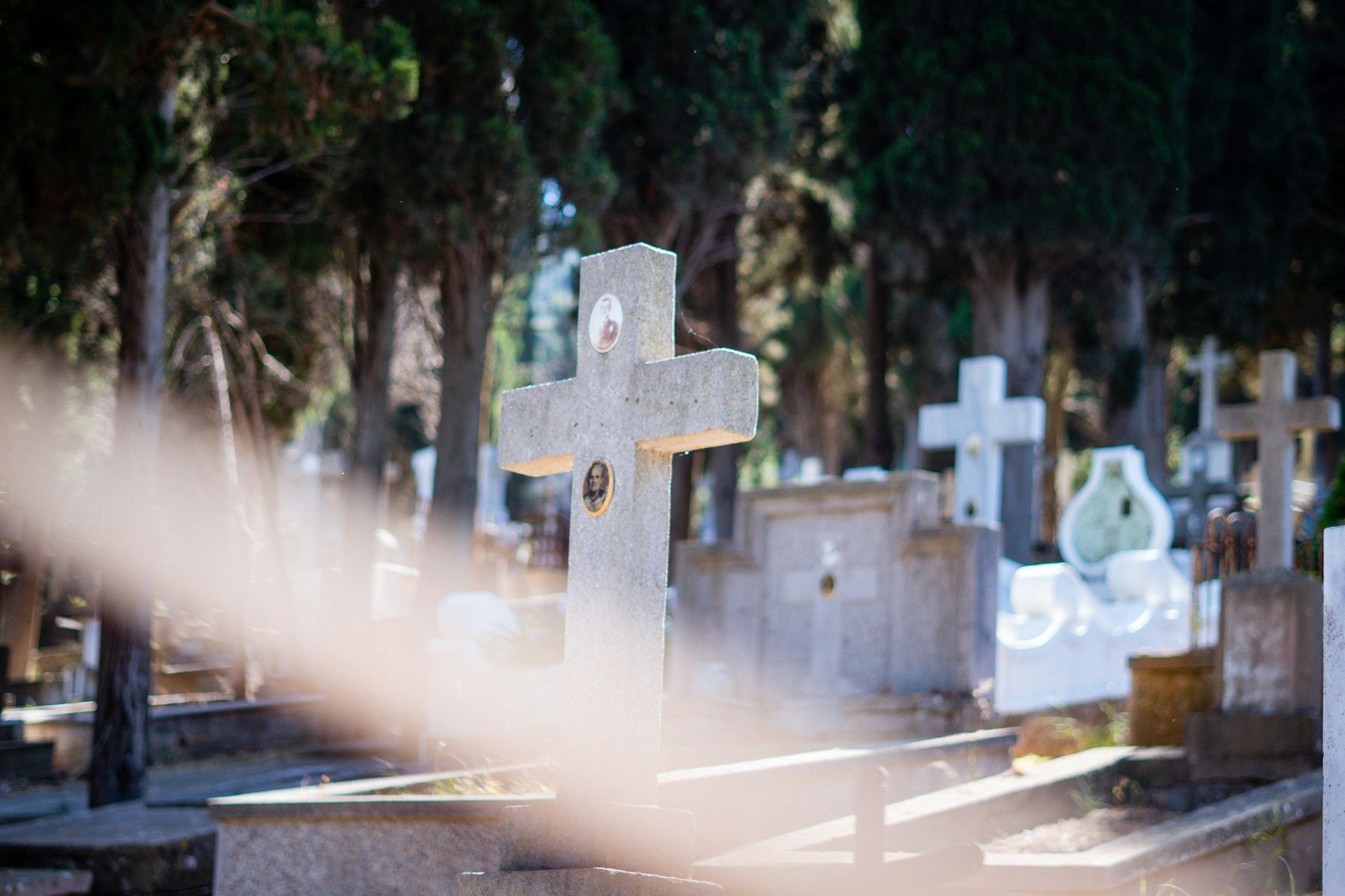 Close-up of a concrete grave honoring a loved one with dignity and peace at Memorial Funeral Home.