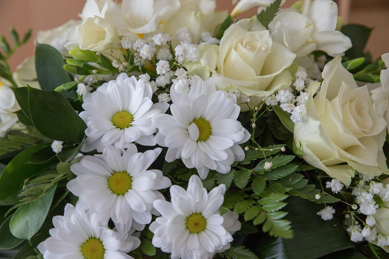Elegant funeral flower bouquet arranged as a sympathy tribute for a memorial service