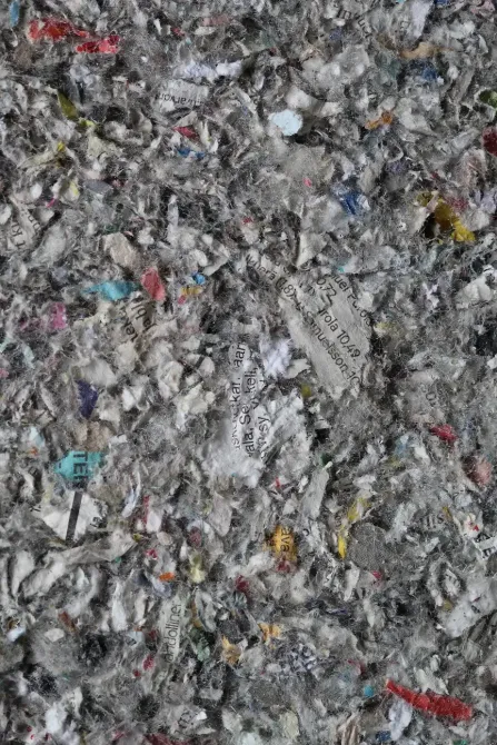 Close up view of cellulose insulation