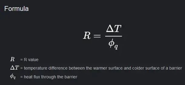 Mathmatical formula to find thermal resistance of an object