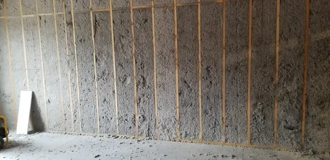 Cellulose Insulation installation into new wall