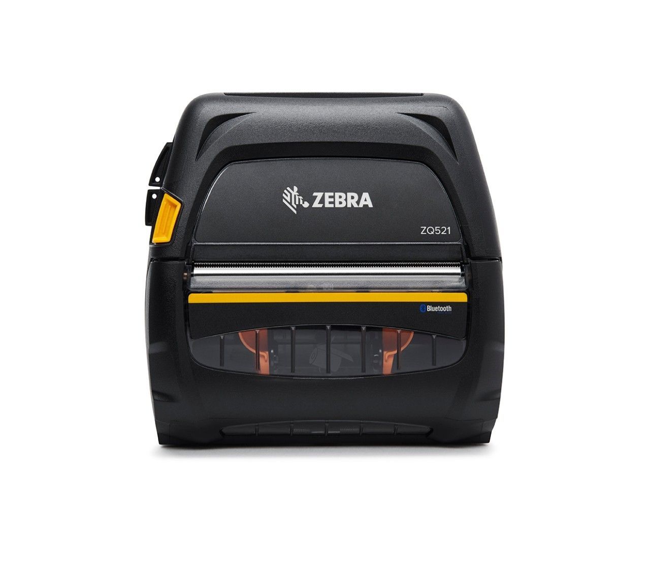 Uma impressora portátil zebra zq510 é mostrada em um fundo branco.