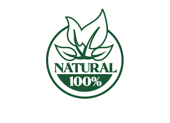 A green and white logo that says natural 100 %