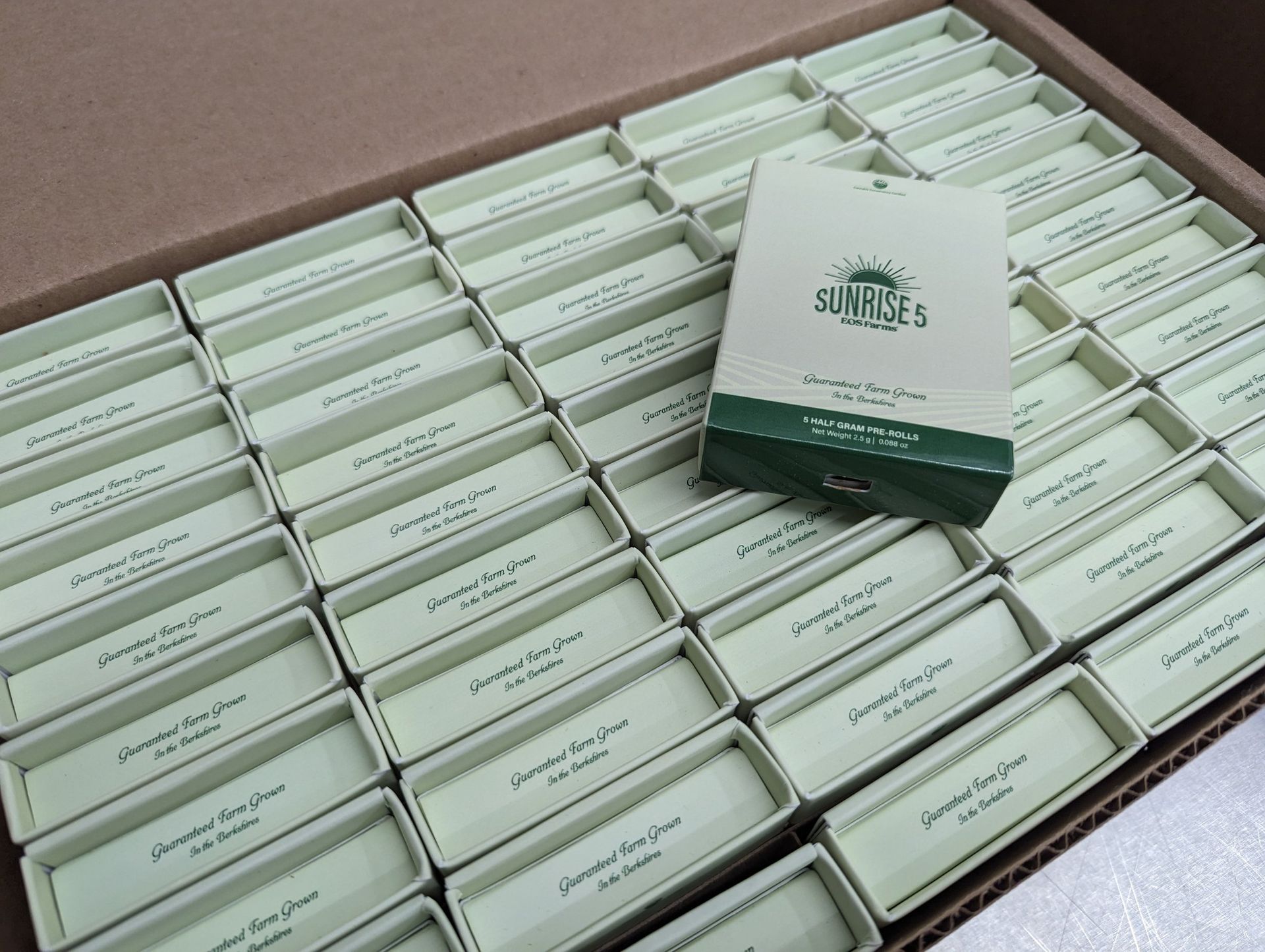 A box filled with lots of small boxes of soap