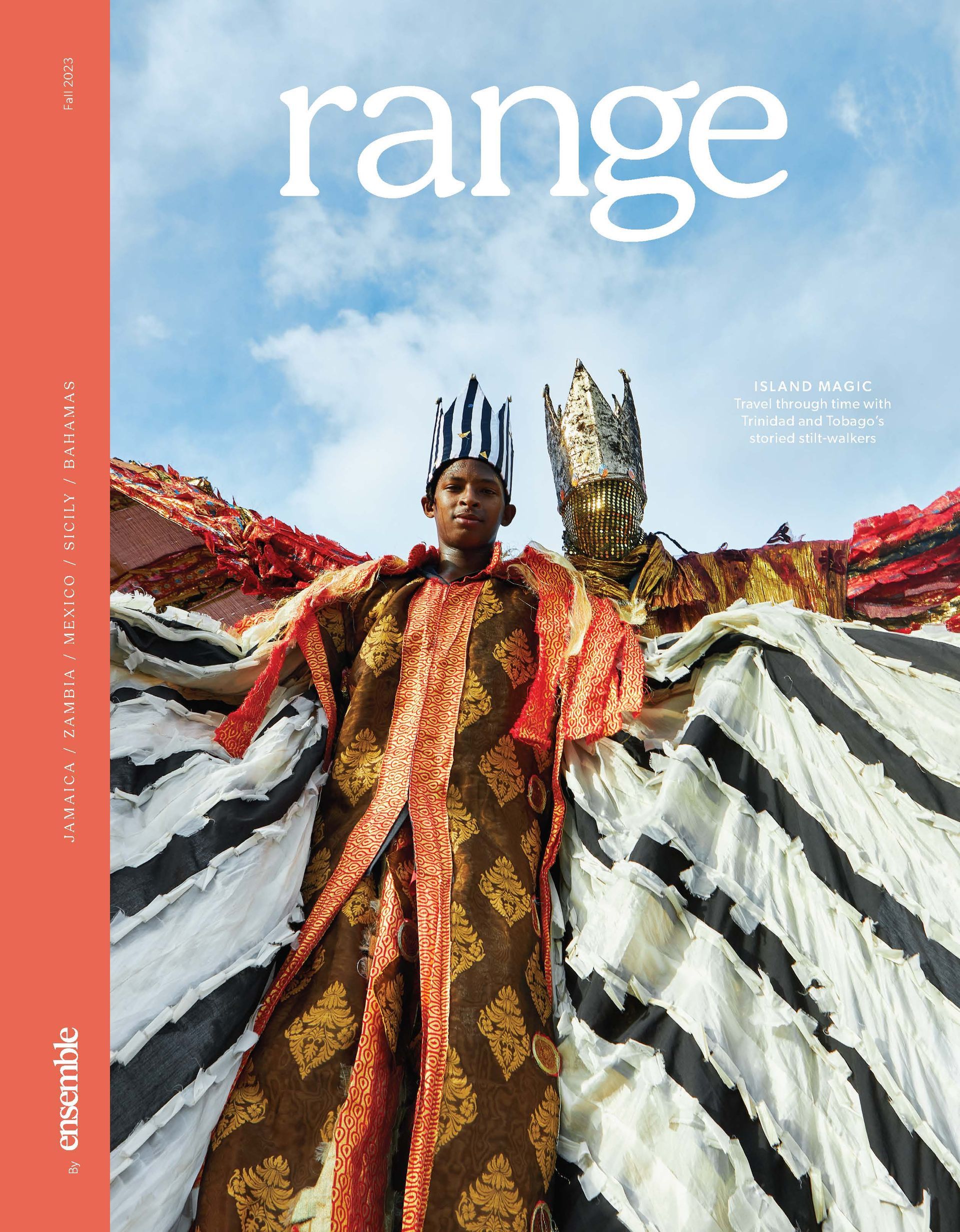 A magazine cover with a man in a zebra print dress on it