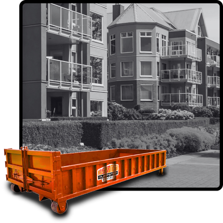 A 5-yard cubic dumpster