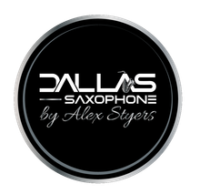 A black and white logo for Alex Styers saxophone