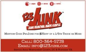A business card for 123 junk junk removal made simple