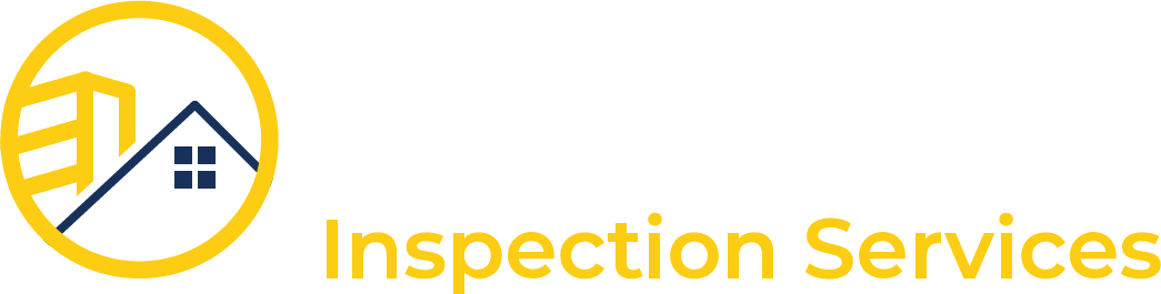 A logo for inspection services with a house in a circle.
