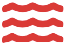 Three red waves are stacked on top of each other on a white background.