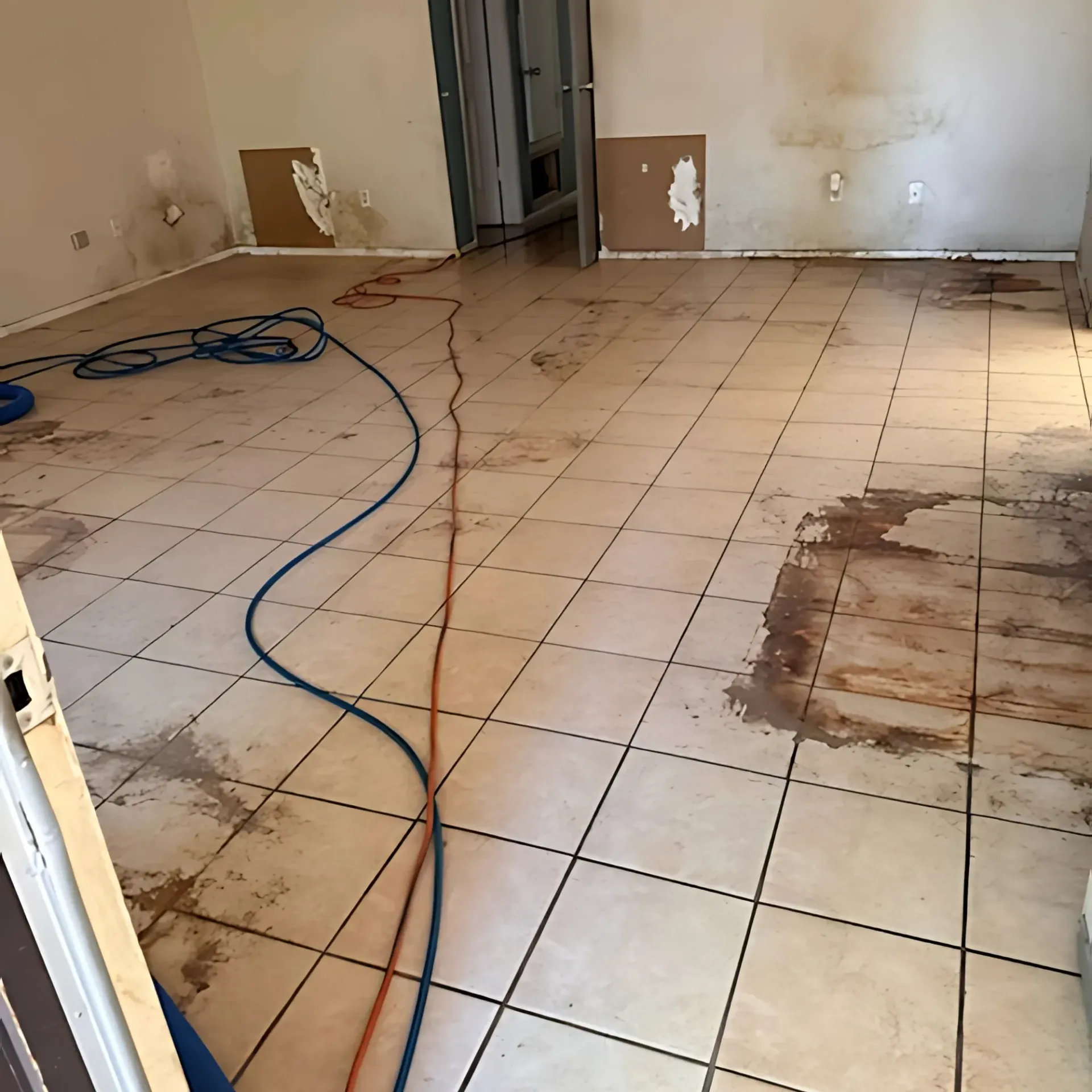 Clean Dry Carpet Care - A room with tile floors and a vacuum cleaner on the floor