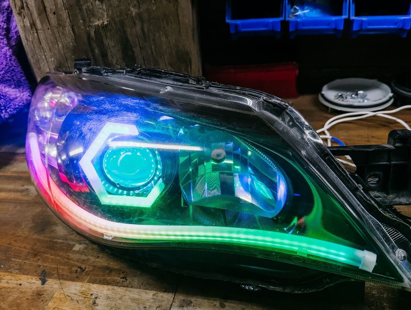 Subaru - RGB Hex Halo, Gloss Black, RGB Strip, RGB Demon Eyes