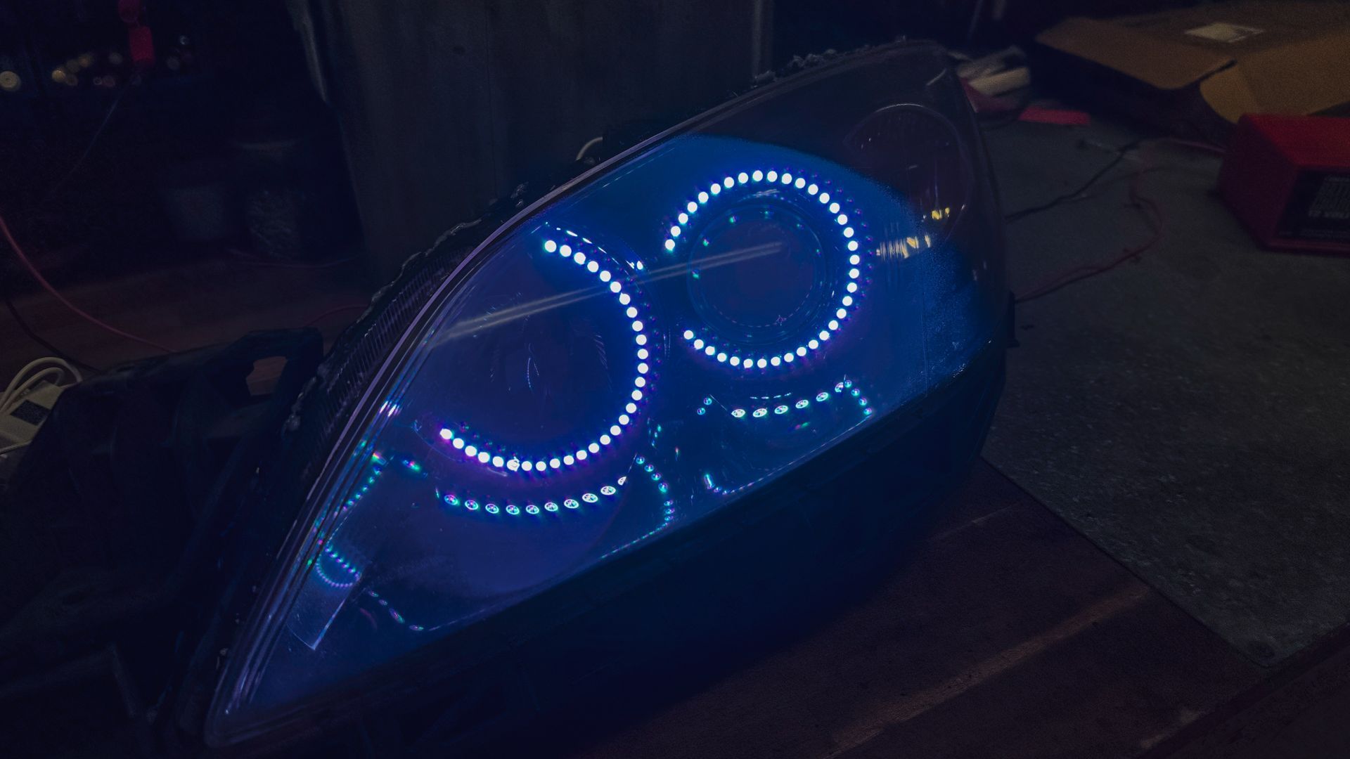 Mazda 3 - Dual RGB Halos, Custom Etched Lens, RGB Demon Eyes