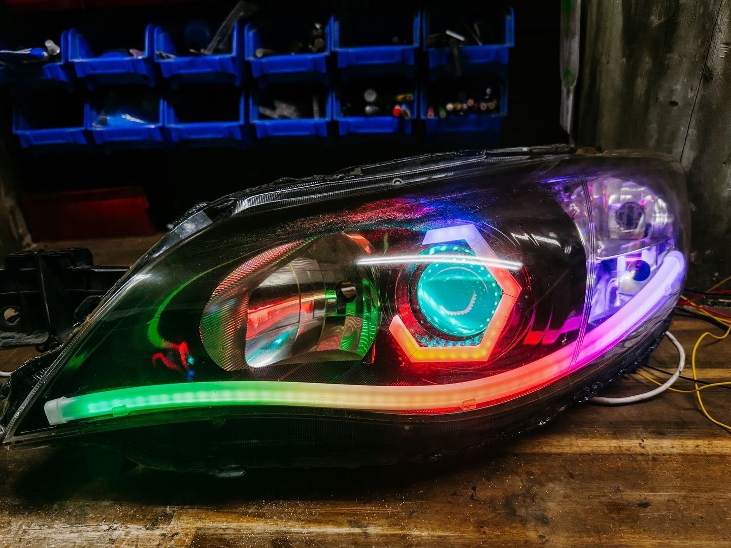 Subaru - RGB Hex Halo, Gloss Black, RGB Strip, RGB Demon Eyes