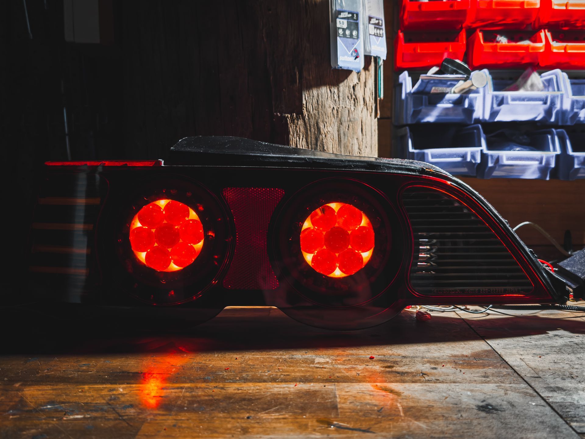 Honda Integra taillights - Dual Flower Shaped Lens, Gloss Black paint, Custom Turn Signal Strips, Dual Red Halos