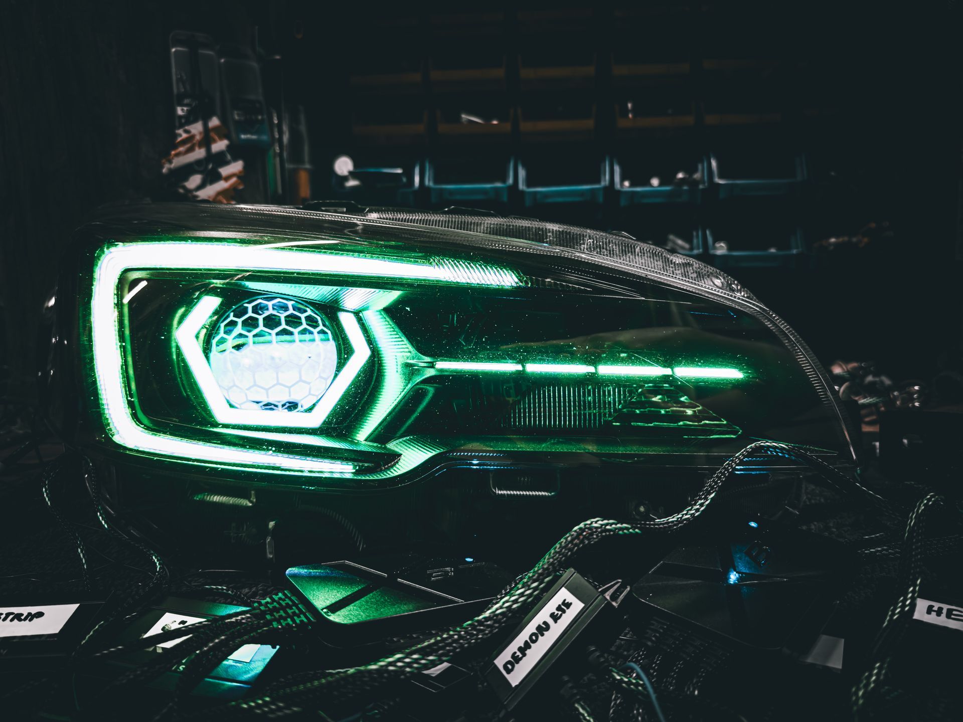 Subaru - Hex RGB, Honeycombed Lens Etched, RGB Demon Eyes, RGB Strip, RGB C-Light, Gloss Blackout