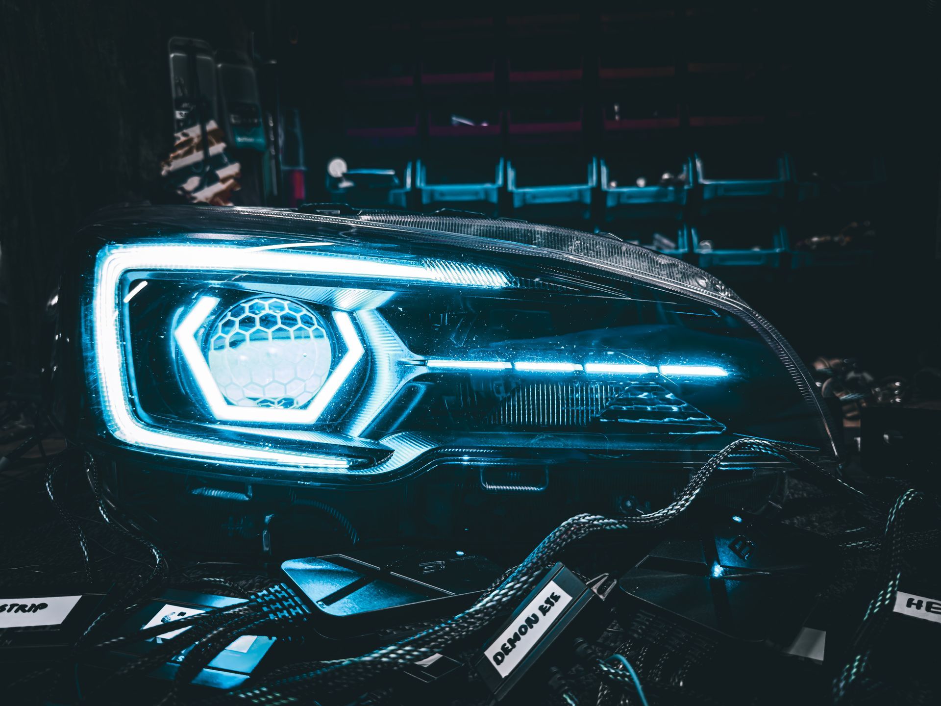 Subaru - Hex RGB, Honeycombed Lens Etched, RGB Demon Eyes, RGB Strip, RGB C-Light, Gloss Blackout