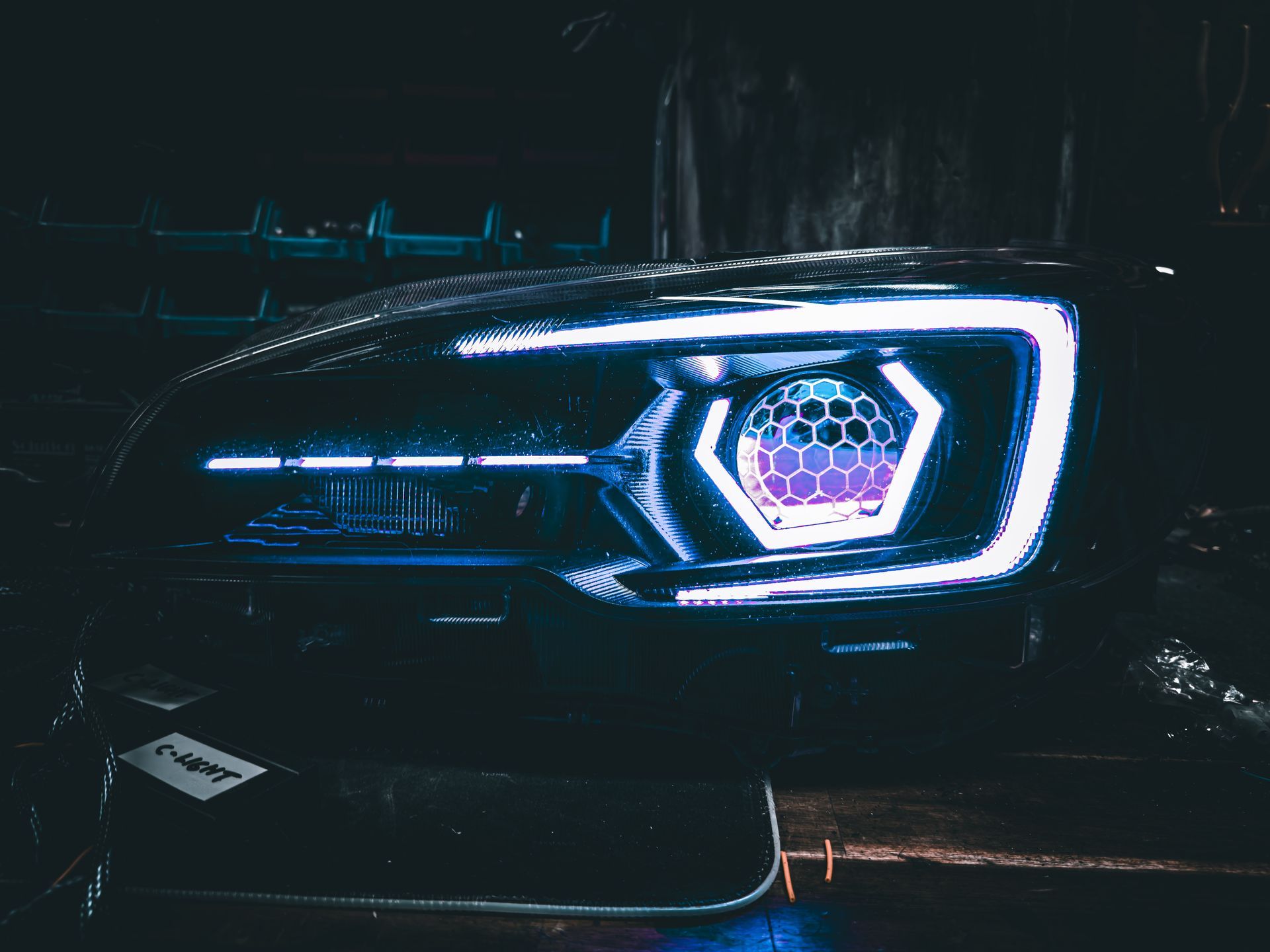 Subaru - Hex RGB, Honeycombed Lens Etched, RGB Demon Eyes, RGB Strip, RGB C-Light, Gloss Blackout