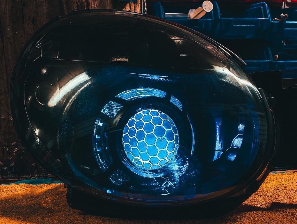 Subaru - Custom RGB Lens Housing, Honeycombed Lens, RGB Demon Eyes, Gloss Black