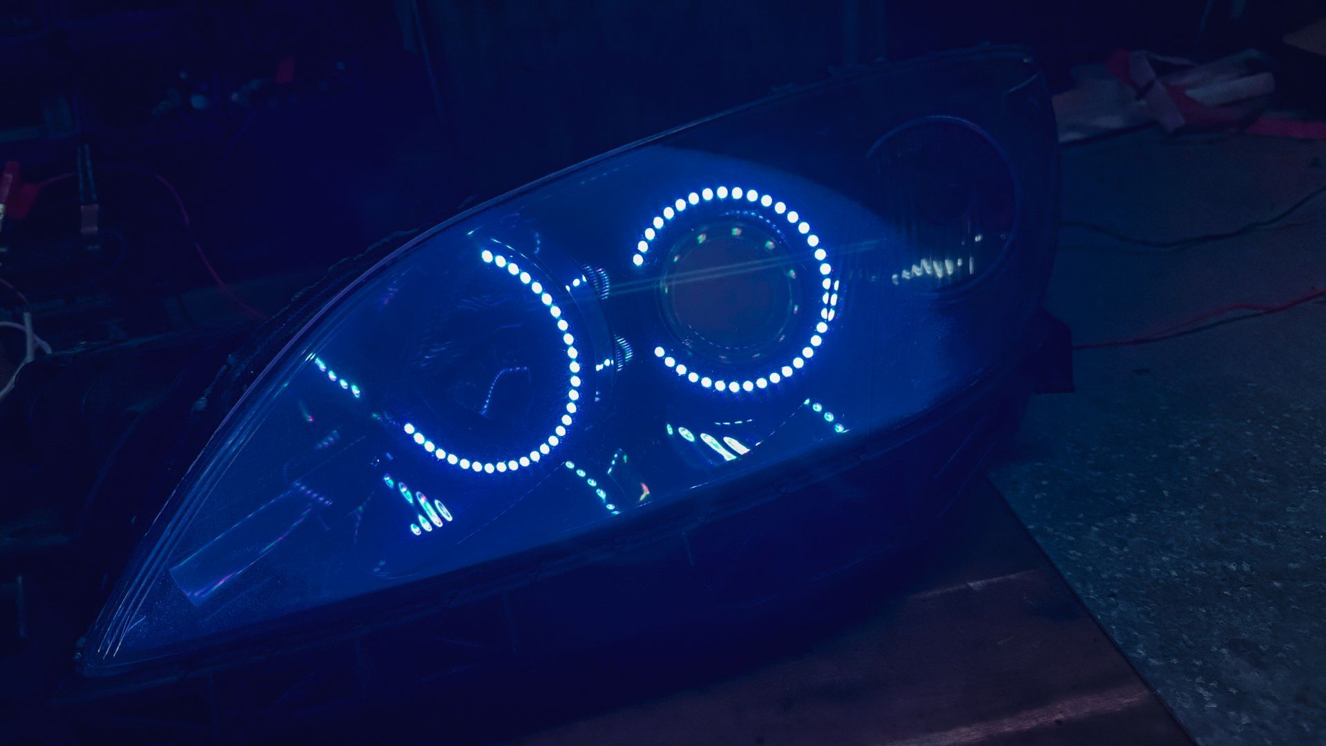 Mazda 3 - Dual RGB Halos, Custom Etched Lens, RGB Demon Eyes