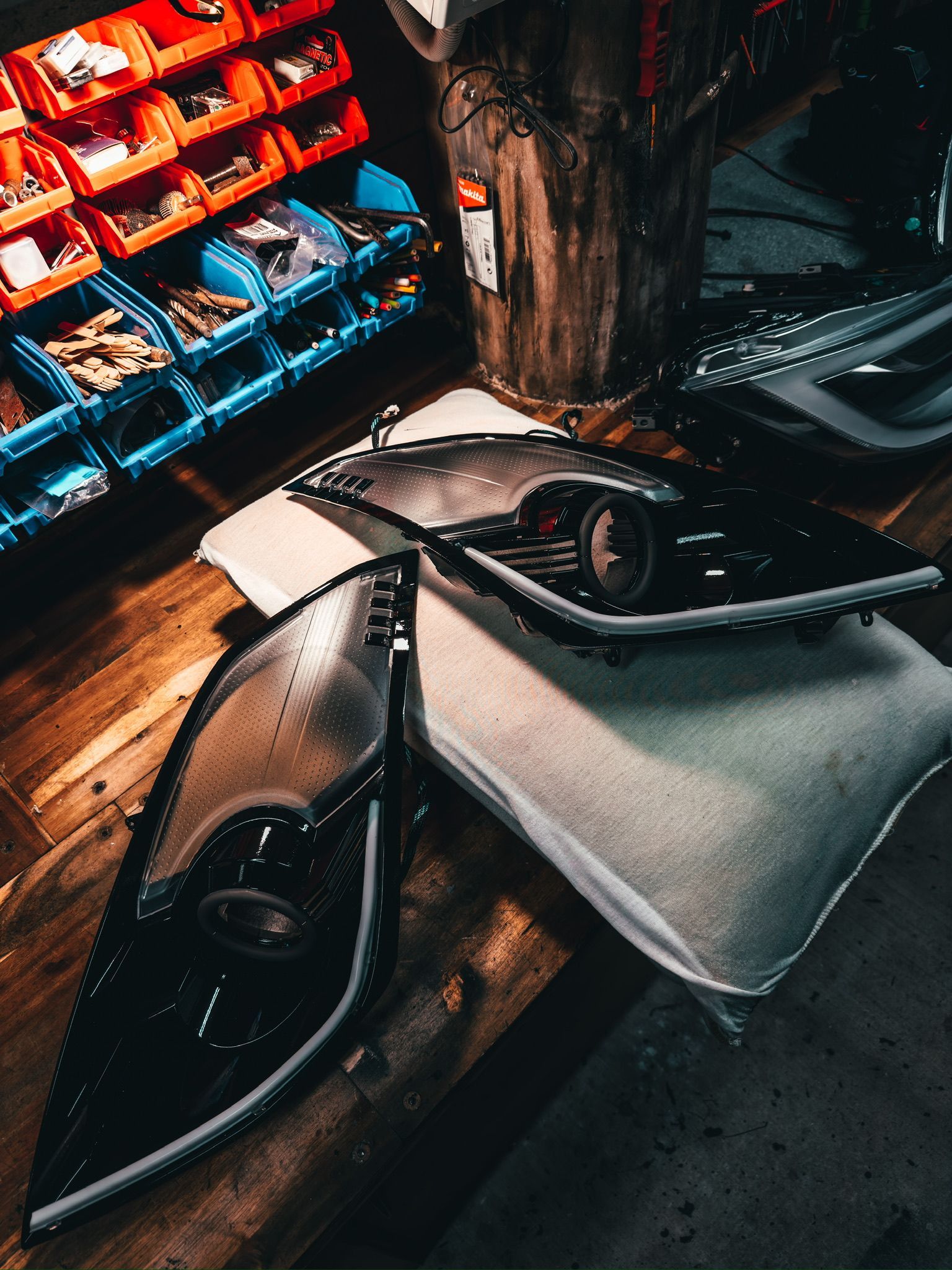 Nissan 350z with a custom gloss black paint, RGB Strip lights