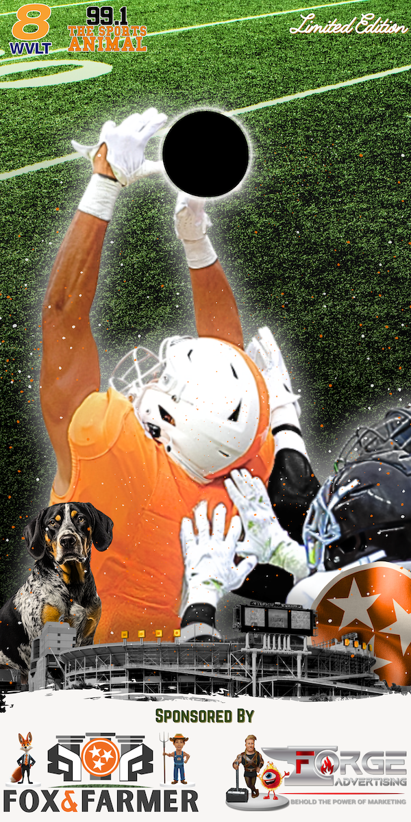 A poster of a football player with a helmet on his head.