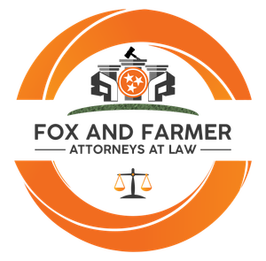 A logo for fox and farmer attorneys at law
