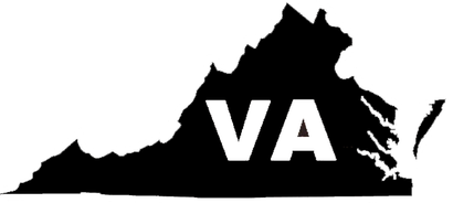 Black silhouette of Virginia with 