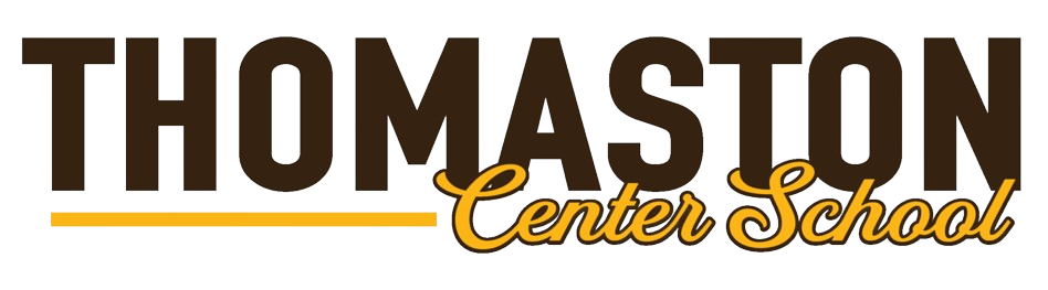 A logo for thomaston center school is shown on a white background.