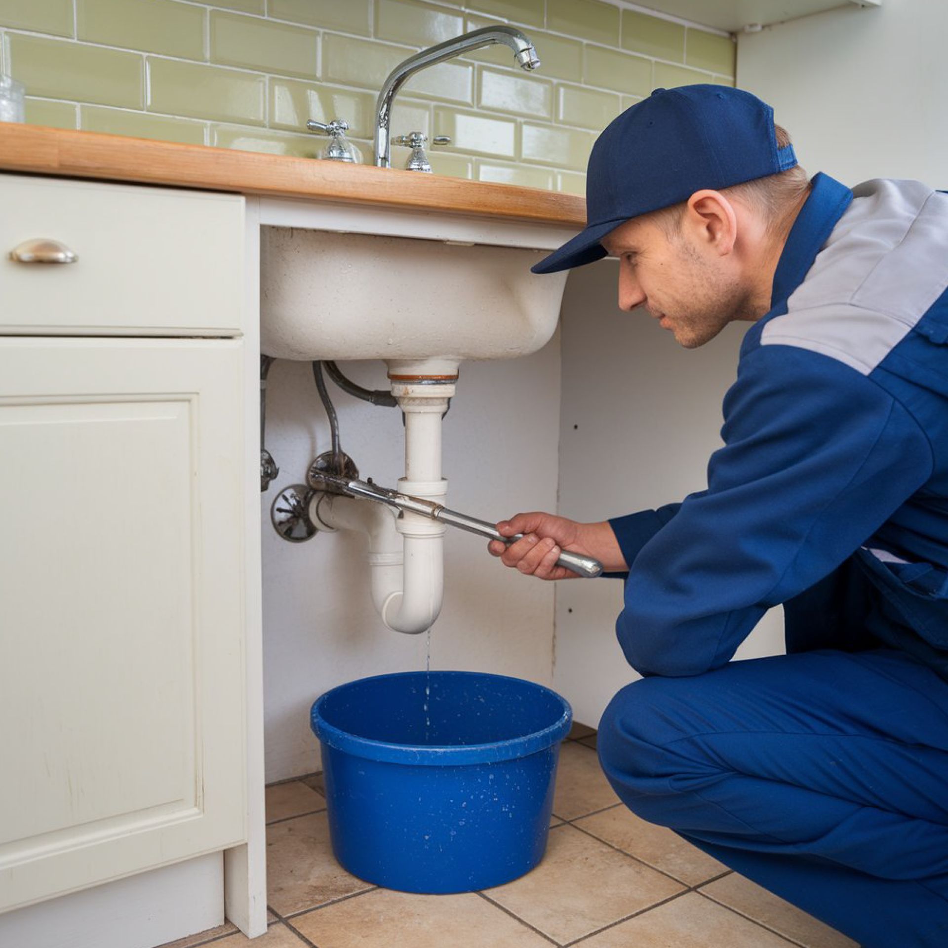 A man is fixing a shower head in a bathroom.