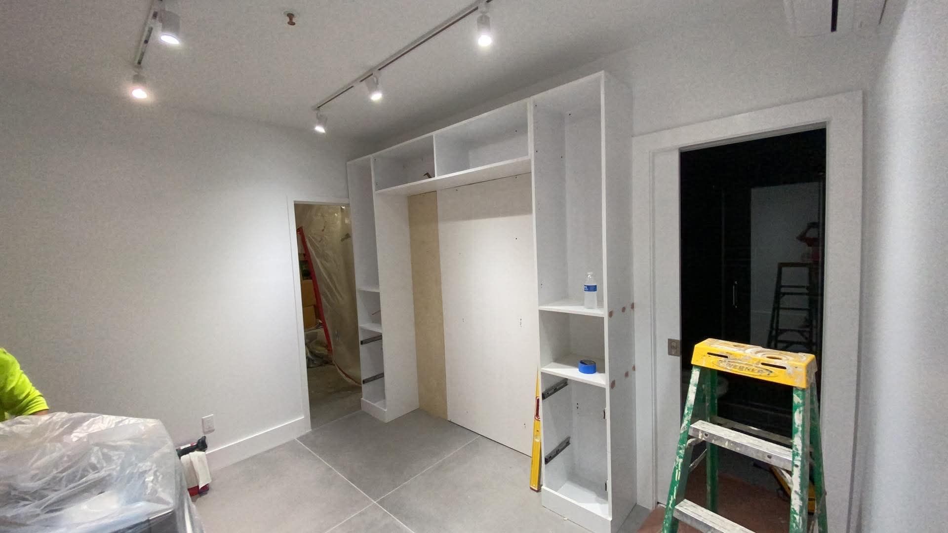 There is a ladder in the middle of the room.