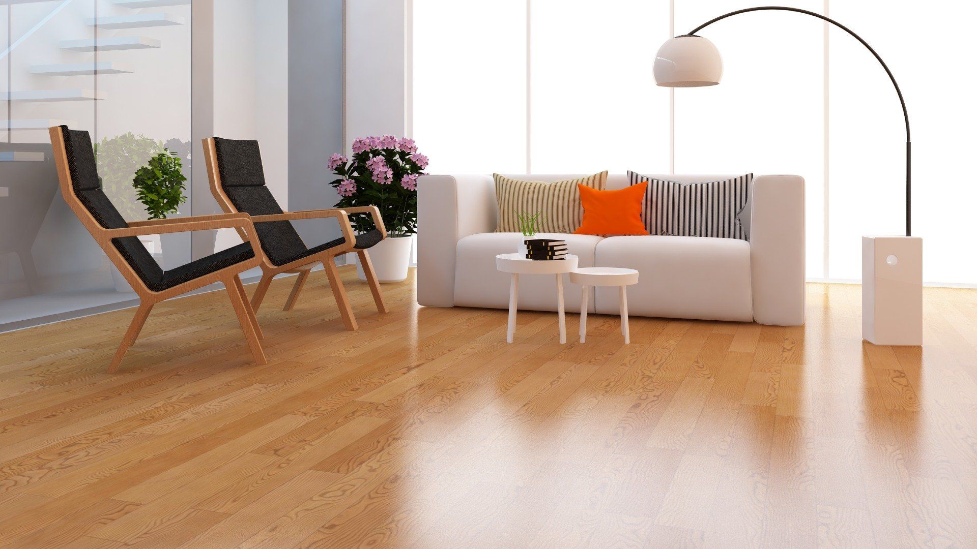 Parquet, resina e vetro insieme