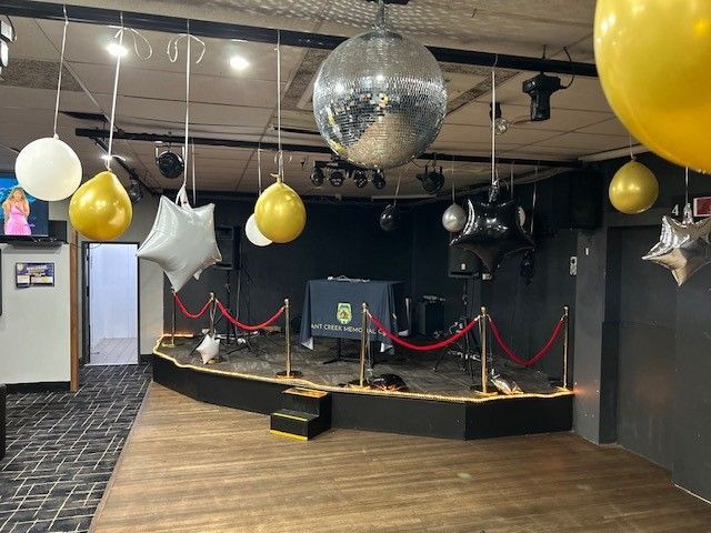 Ballroom With Silver and Gold Balloons — Tennant Creek Memorial Club & Steak House in Tennant Creek, NT