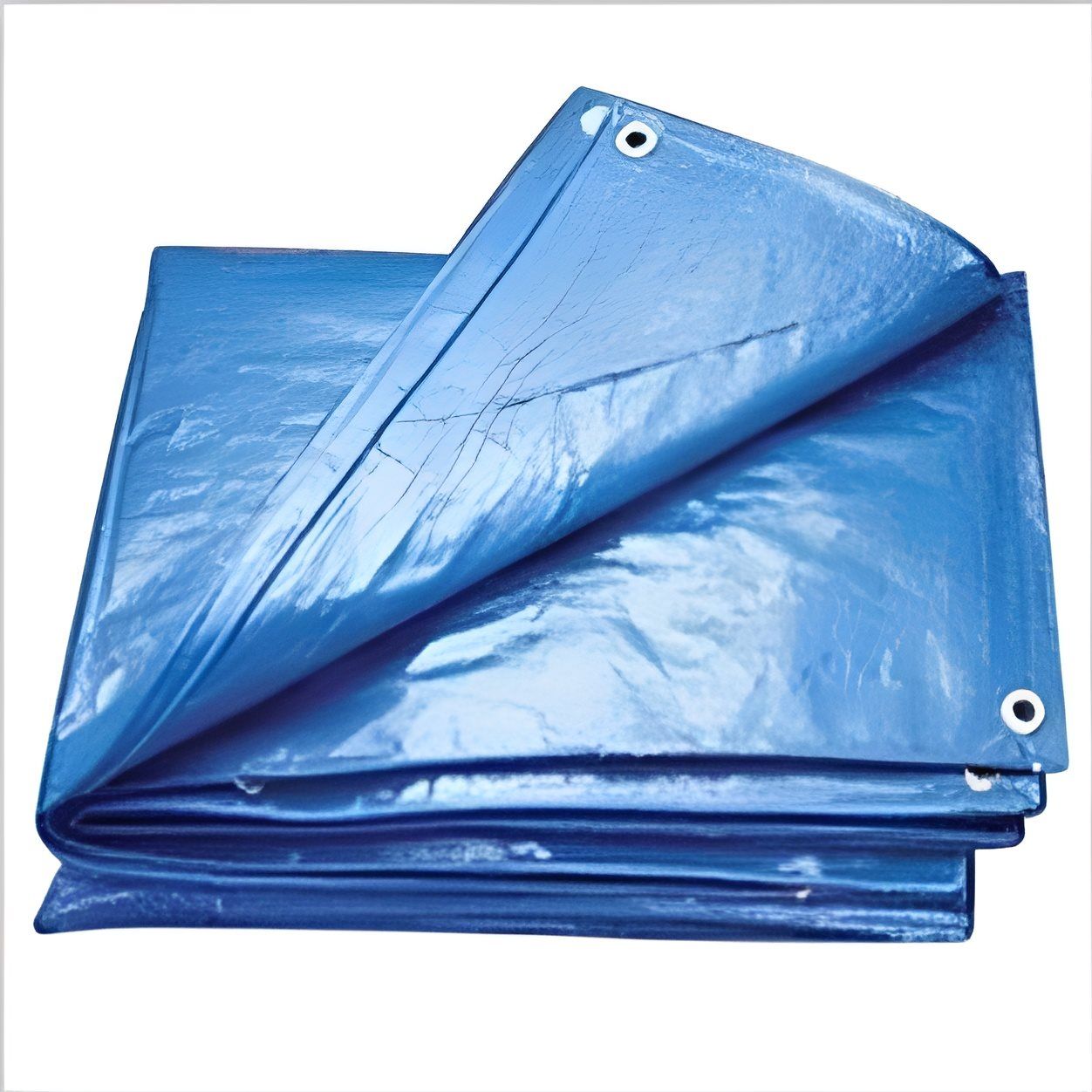 A Blue Tarp is Stacked on Top of Each Other on a White Background — Blue River Landscape Supplies in Foulden, QLD